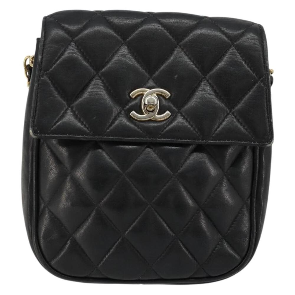 Chanel Matelasse Lambskin Chain Shoulder Bag Black